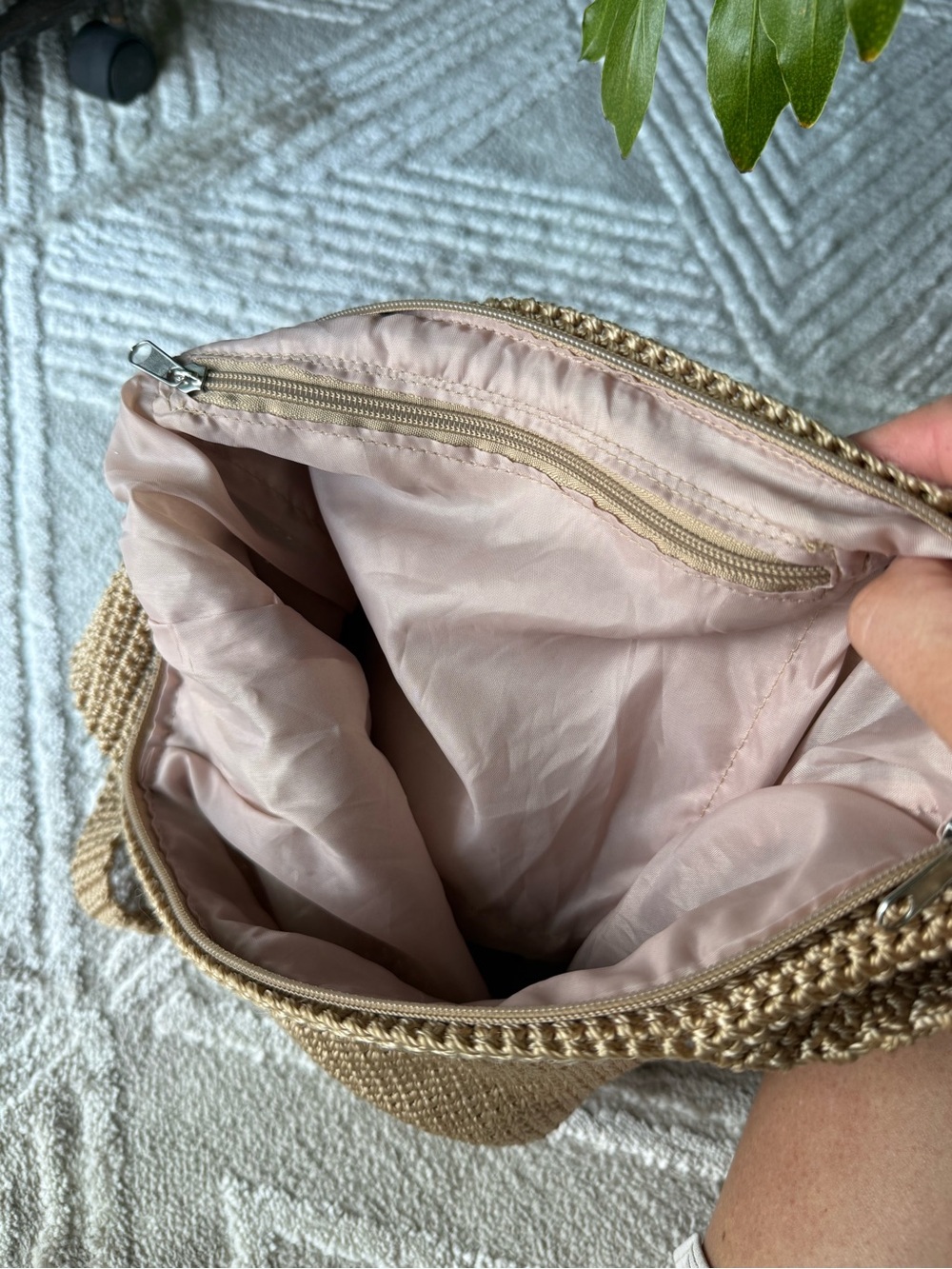 Crochet Crossbody Bag in Natural Tan - Picture 5 of 13